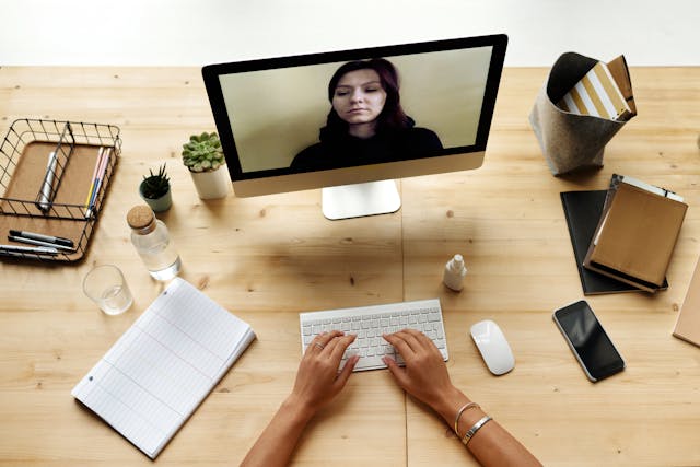 remote employee in a video call